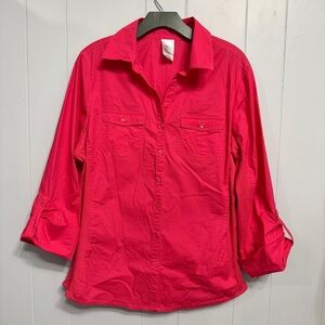 #14)  Just My Size Hot Pink Button-Up Shirt